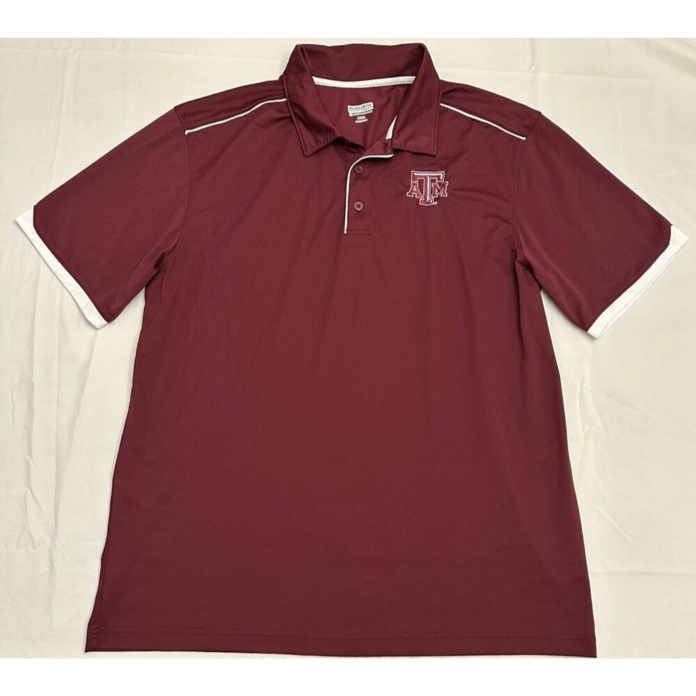 Texas A&M Aggies Polo Shirt Mens Large Maroon Football Game Day Shirt